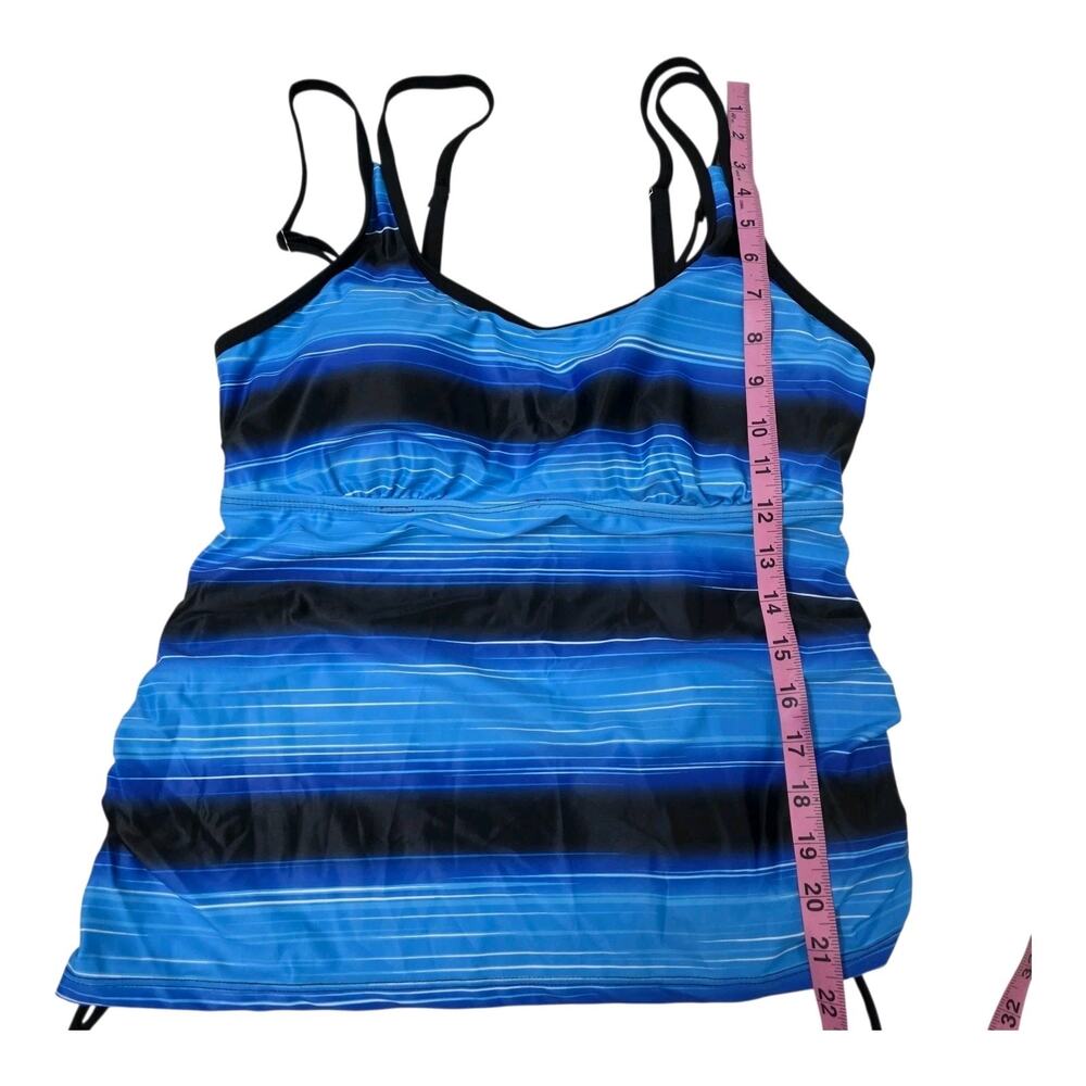 Women's Blue Tankini Set Two Piece Tummy Control High Waist Swimsuit Size Large - Picture 5 of 6